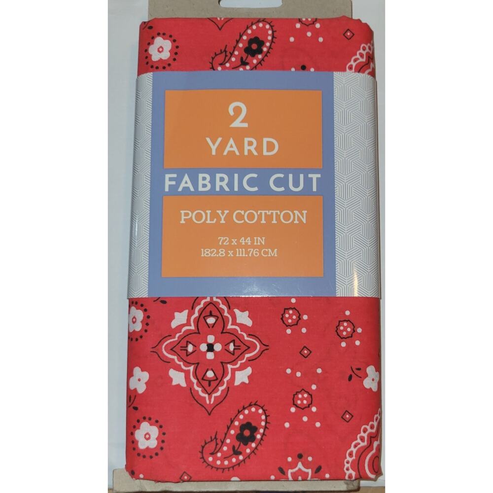 Red & White Fabric Bandana Pattern Material 2yds Poly Cotton 72x44in